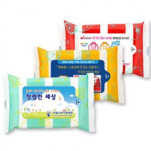 깨끗한 3종 물티슈제작 30매 홍보물품
