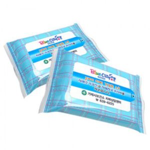 체크블루 물티슈 15매 홍보물품 제작 체크블루 물티슈 15매 홍보물품 제작