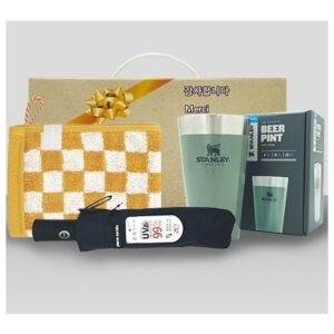 안심생활건강세트 32호 스탠리 텀블러 파인트컵+3단UV컬러암막완자우산+체스핸드타올 홍보물품제작