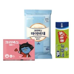 카카오프렌즈 크리넥스 휴대용 티슈 마이비데 물티슈 크린랩 3종 위생백 여행용세트 홍보물품제작