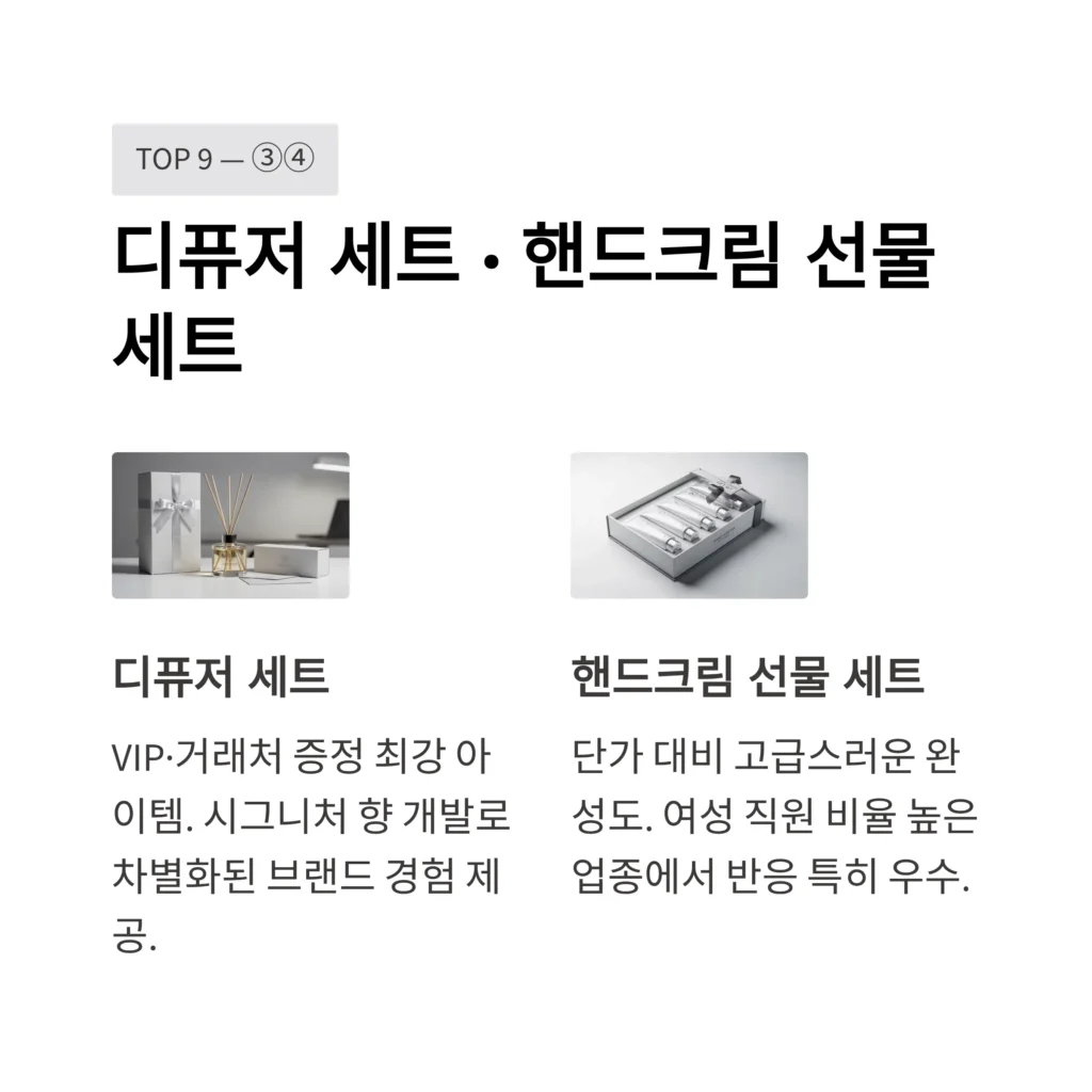 기업 답례품 디퓨저 세트 핸드크림 다이어리 무선충전기 
