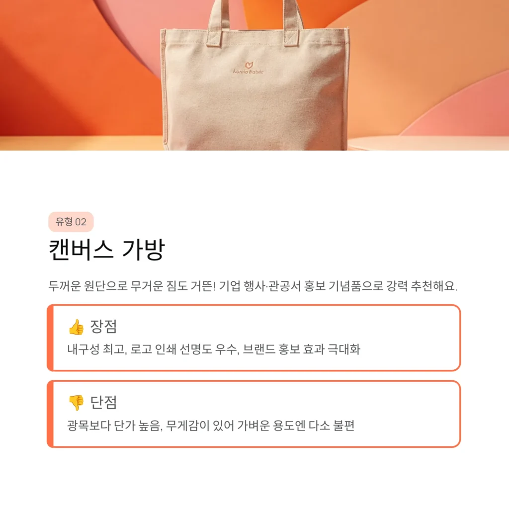 캔버스 에코백 답례품 소량제작 학원 판촉물 추천