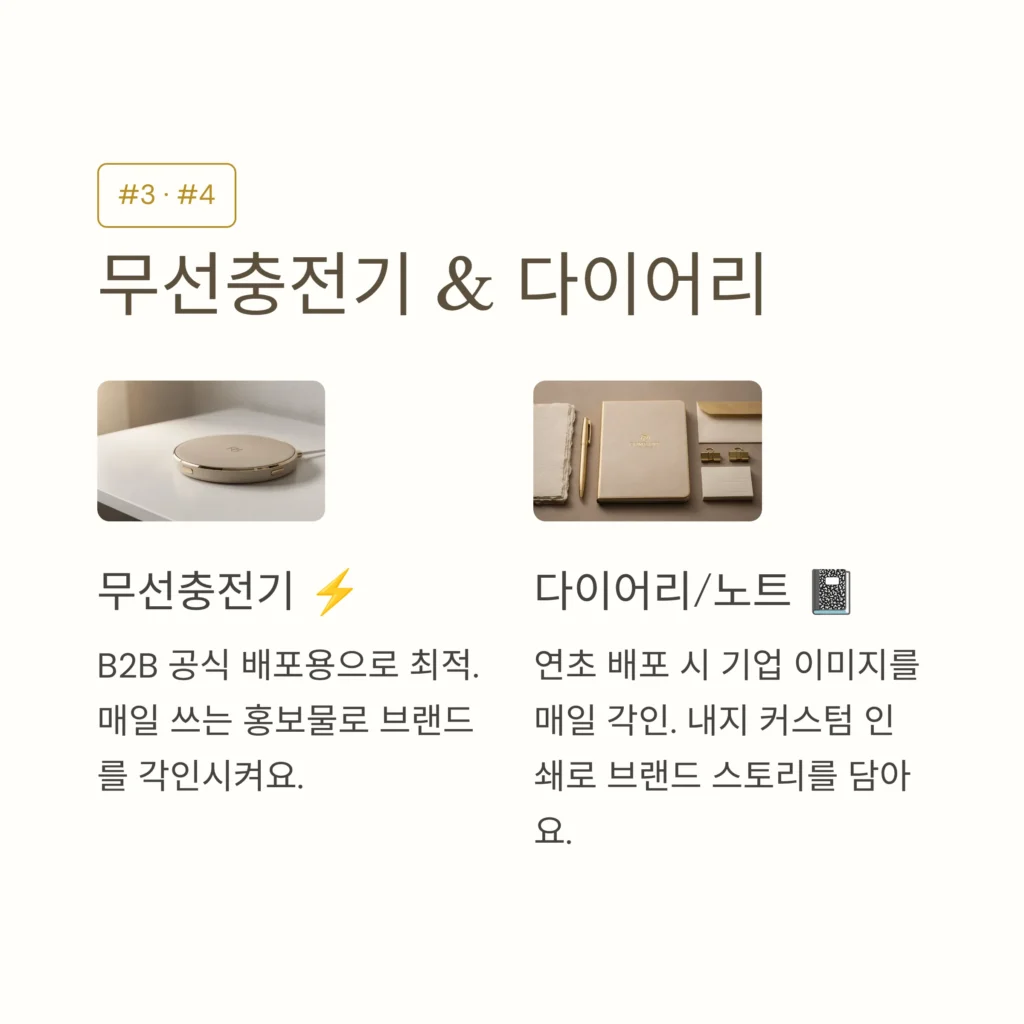 회사 답례품 무선충전기 소량제작 다이어리 주문제작